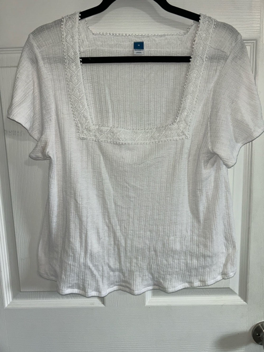 Old Navy White Square Neck Short Sleeve Top